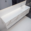 Mondiaz VICA ensemble de meuble de salle de bain - 200cm - meuble sous-vasque carrara - 4 tiroirs - lavabo cloud droite - 1 trou de robinet - miroir LED - version XL 60cm de haut SW1097701