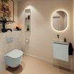 MONDIAZ TURE-DLUX Meuble toilette - 40cm - Greey - EDEN - vasque Opalo - position gauche - sans trou de robinet SW1104363
