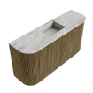 Mondiaz JOYA-DLUX 83.2cm meuble de salle de bains - arrondi gauche et droite couleur Dusk - Vasque FAYE position Milieu Sans trou de robinet couleur Glace. SW1423204