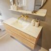 MONDIAZ VICA-DLUX Ensemble meuble de salle de bains - 120cm - meuble sous-vasque chêne lavé - 2 tiroirs - lavabo encastré cloud central - sans trous de robinet - version haute 60cm - Opalo SW1088427