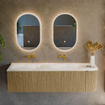 Mondiaz KURVE-DLUX Ensemble de meuble de salle de bains - 165x46x40cm - 2 tiroirs - 1 porte - vasque solid surface - double / gauche - sans trou de robinet - Dusk SW1415190