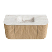 MONDIAZ KURVE-DLUX 100cm Meuble salle de bain avec module 25 G et D - couleur Oak - 1 tiroir - 2 portes - vasque GRUNNE centre - 1 trou de robinet - couleur Frappe SW1137309