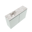 MONDIAZ TURE-DLUX Meuble toilette - 80cm - Greey - EDEN - vasque Glace - position gauche - sans trou de robinet SW1103291