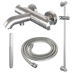 Robinet de baignoire Brauer Brushed Edition - barre de douche - 2 fonctions - 2 boutons lisses - douchette à main 1 fonction - PVD - inox brossé SW1164637