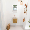 Mondiaz JOYA-DLUX 40cm toiletmeubel - kleur Oak - Wastafel FAYE positie Links Zonder kraangat kleur Frappe. SW1421865