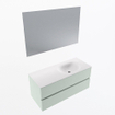 Mondiaz VICA ensemble de meuble de salle de bain - 110cm - meuble sous vasque greey - 2 tiroirs - lavabo moon droite - 1 trou de robinet - couleur talc - miroir LED - version XL 60cm haut SW1092039