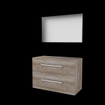 Basic-Line Basic 46 ensemble de meubles de salle de bain 100x46cm avec poignées 2 tiroirs plan vasque miroir mfc scotch oak SW639059