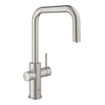 GROHE Blue Home Keukenkraan - uittrekbare u uitloop - 1 gats - filterfunctie - plat licht en bruisend water - supersteel geborsteld SW236972
