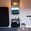 Mondiaz ALAN-DLUX Ensemble de meuble - 70cm - meuble - Urban mat - 1 tiroir - Lavabo Cloud Lava suspendu - vasque Centre - 1 trou de robinet - Noir SW807863