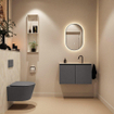 MONDIAZ TURE-DLUX Meuble WC 80 cm Dark Grey. EDEN lavabo Ostra position milieu. Avec 1 trou de robinet. SW1104813