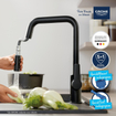 Grohe Start QuickFix Robinet de cuisine - avec douchette extractible - Dual Spray - projection 22.1cm - Noir mat SW1028176