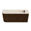 Mondiaz JOYA-DLUX 91.6cm meuble de salle de bains - arrondi gauche couleur Walnut - Vasque FAYE position Droite Sans trou de robinet couleur Meli. SW1424454