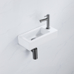 FugaFlow Efficiente Pietra Ensemble de fontaine - 37,5x18,5x9cm - céramique - trou de robinet à droite - robinet de fontaine gunmetal - bouchon de vidange - siphon abaissé - Blanc brillant SW1442192
