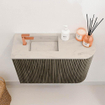 Mondiaz JOYA-DLUX 61.6cm toiletmeubel - ronding rechts kleur Shadow - Wastafel FAYE positie Links 1 kraangat kleur Opalo. SW1422915
