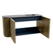Mondiaz JOYA-DLUX Meuble de salle de bains 81,6cm - arrondi gauche couleur Dusk - Vasque FAYE position Droite Sans trou de robinet couleur Sombra. SW1426163