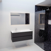 MONDIAZ VICA Ensemble de meuble salle de bain - 120cm - 2 tiroirs - lavabo Moon gauche - 1 trou de robinet - solid surface gris foncé SW409721