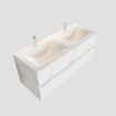 ENSEMBLE DE MEUBLE MONDIAZ VICA - 120cm - 2 tiroirs - lavabo Cloud double - 2 trous de robinet - solid surface marbre carrara SW410338