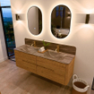 Mondiaz CIRO-DLUX Ensemble de meuble de salle de bains - 150x45x50cm - Plan vasque solid surface Oza - 2 lavabos double - 2 trous de robinet - 4 tiroirs - Chêne SW1531141
