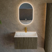 Mondiaz KURVE Ensemble de meuble de salle de bains - 70x46x40cm - 1 tiroir - lavabo solid surface - central - 1 trou de robinet - Shadow SW1414223