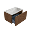 MONDIAZ KURVE-DLUX 70cm Meuble salle de bain - couleur Walnut - 1 tiroir - vasque BIG SMALL centre - sans trou de robinet - couleur Glace SW1138011