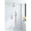 Fortifura Nebbio Ensemble de douche pluie - robinet encastré - élément encastré - barre de douche - flexible de douche en métal - douchette bâton - bras de plafond 20cm - douche de tête 30cm - cuivre brossé PVD SW1447172