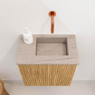 Mondiaz JOYA-DLUX 40cm toiletmeubel - kleur Oak - Wastafel FAYE positie Rechts Zonder kraangat kleur Saba. SW1424153