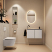 MONDIAZ TURE-DLUX Meuble toilette - 80cm - Linen - EDEN - vasque Opalo - position gauche - 1 trou de robinet SW1104422