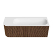 MONDIAZ KURVE 125cm Meuble salle de bain avec module 25 G - couleur Walnut - 1 tiroir - 1 porte - vasque BIG MEDIUM droite - sans trous de robinet - Talc SW1138276