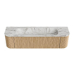 MONDIAZ KURVE-DLUX 170cm Meuble salle de bain avec module 25 G et D - couleur Oak - 1 tiroir - 2 portes - vasque BIG LARGE centre - 1 trou de robinet - couleur Glace SW1137964