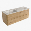Mondiaz CIRO-DLUX Meuble de salle de bains - 130x45x50cm - Plan vasque solid surface Frappe - 1 lavabo à gauche - sans trous de robinet - 4 tiroirs - Chêne SW1530795