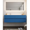 Mondiaz VICA ensemble de meuble de salle de bain - 150cm - meuble sous-vasque jeans - 4 tiroirs - lavabo cloud gauche - 1 trou de robinet - miroir LED - version XL 60cm de haut SW1098239