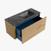 Mondiaz CIRO-DLUX Ensemble de meubles de salle de bains - 110x45x50cm - Lavabo solid surface Lava - 1 vasque à droite - 1 trou de robinet - 2 tiroirs - Chêne SW1531104