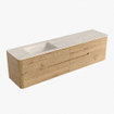 Mondiaz CIRO-DLUX Badkamermeubelset - 190x45x50cm - Solid surface wastafel Meli - 1 wasbak Links - zonder kraangaten - 4 lades - Oak SW1531472