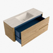 Mondiaz CIRO-DLUX Meuble de salle de bains - 120x45x50cm - Plan vasque solid surface Meli - 1 lavabo au milieu - sans trous de robinet - 2 tiroirs - Chêne SW1531399