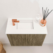 Mondiaz JOYA 50cm toiletmeubel - kleur Dusk - Wastafel FAYE positie Links 1 kraangat kleur Talc. SW1421602