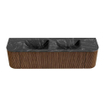 MONDIAZ KURVE-DLUX 170cm Meuble salle de bain avec module 25 G et D - couleur Walnut - 1 tiroir - 2 portes - vasque LEAF double - 2 trous de robinet - couleur Lava SW1137272