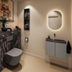 MONDIAZ TURE-DLUX Meuble toilette - 60cm - Smoke - EDEN - vasque Lava - position centrale - sans trou de robinet SW1104054