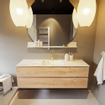MONDIAZ VICA-DLUX Ensemble meuble de salle de bains - 150cm - sous-meuble chêne lavé - 2 tiroirs - lavabo encastré cloud central - 1 trou de robinet - version haute 60cm - frape SW1088807