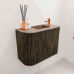 Mondiaz JOYA-DLUX Meuble de salle de bains 51,6cm - arrondi gauche couleur Shadow - Vasque FAYE position Droite 1 trou de robinet couleur Arena SW1424823
