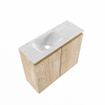 MONDIAZ TURE-DLUX Meuble toilette - 60cm - Washed Oak - EDEN - vasque Opalo - position gauche - sans trou de robinet SW1104609