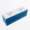 Mondiaz VICA ensemble de meuble de salle de bain - 150cm - meuble sous-vasque jeans - 4 tiroirs - lavabo cloud double - 2 trous de robinet - version haute de 60cm - talc SW1084057