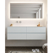 Mondiaz VICA ensemble de meuble de salle de bain - 150cm - meuble sous-vasque argile - 4 tiroirs - lavabo nuage gauche - sans trou de robinet - miroir LED - version XL 60cm haut SW1097973