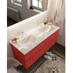 Mondiaz VICA ensemble de meuble de salle de bain - 120cm - meuble sous-vasque fire - 2 tiroirs - lavabo denia double - 2 trous de robinet - miroir LED - version XL 60cm de haut SW1098010