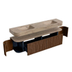 MONDIAZ THOR-DLUX 190cm badmeubel ronding links + rechts kleur Walnut met 2 lades en 2 deuren. Vrijhangende wastafel CLOUD Dubbel 2 kraangaten kleur Arena. SW1466588
