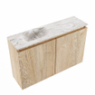 MONDIAZ TURE-DLUX Meuble toilette - 80cm - Washed Oak - EDEN - vasque Glace - position gauche - sans trou de robinet SW1105225