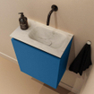 MONDIAZ TURE-DLUX Meuble toilette - 40cm - Jeans - EDEN - vasque Opalo - position droite - sans trou de robinet SW1104351