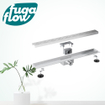 FugaFlow Eccelente Vetro Caniveau de douche 110cm avec caillebotis et bride de sol en acier inoxydable SW1123917