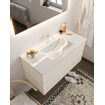 Mondiaz VICA ensemble de meuble de salle de bain - 100cm - meuble sous-vasque lin - 2 tiroirs - lavabo denia milieu - 1 trou de robinet - miroir LED - version XL 60cm haut SW1098307