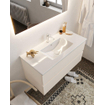MONDIAZ VICA Ensemble de meuble salle de bain - 100cm - 2 tiroirs - lavabo Denia central - 1 trou de robinet - solid surface lin SW410963