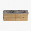 Mondiaz CIRO-DLUX Meuble de salle de bains - 140x45x50cm - Plan vasque solid surface Sombra - 2 vasques double - 2 trous de robinetterie - 4 tiroirs - Chêne SW1531244